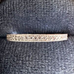 Designer PENNY PREVILLE 18K White Gold Diamond Eternity Ring Band Engraved Sides